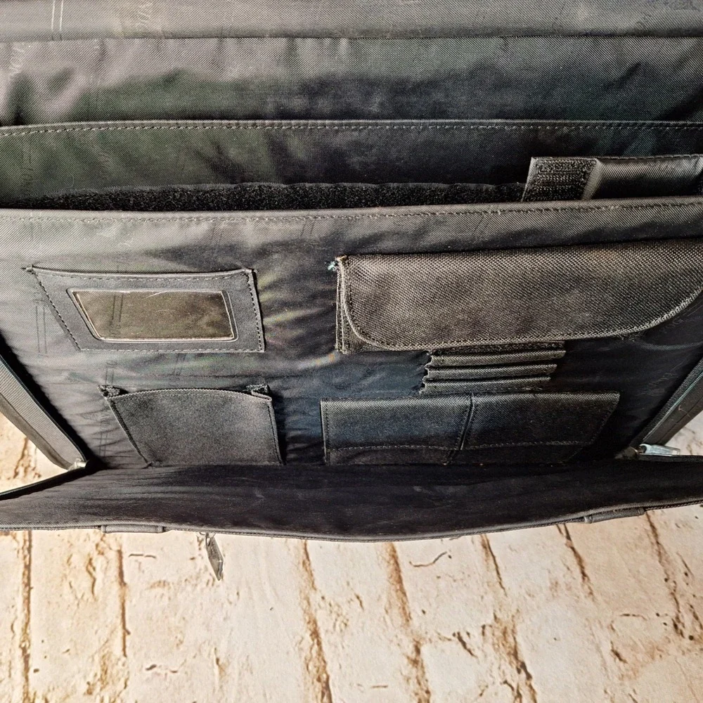 Vintage London Fog Black Canvas Briefcase‎ Laptop Travel Office Work Bag 19